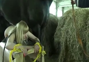 Farm animal fucked a skinny young blonde