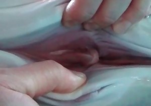 Trying to stretch a horse anus in closeup