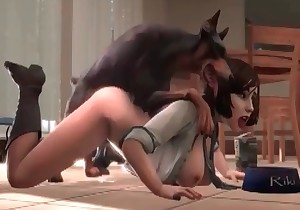 3D doggy nailed a busty babe in doggy style