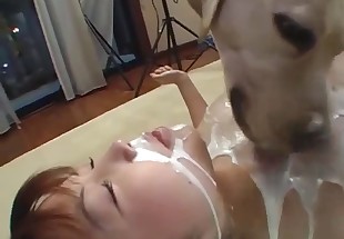 Redhead hottie is fucking with her sweet doggy