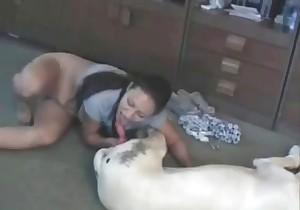Filthy toned slut is having fun with a doggy dick